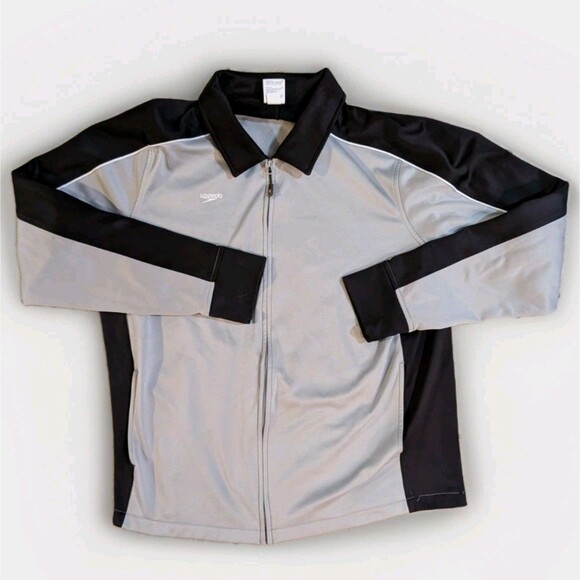 Speedo Other - Speedo Men’s Full Zip Track Jacket Gray Black Large Swim Team Warm Up Athletic